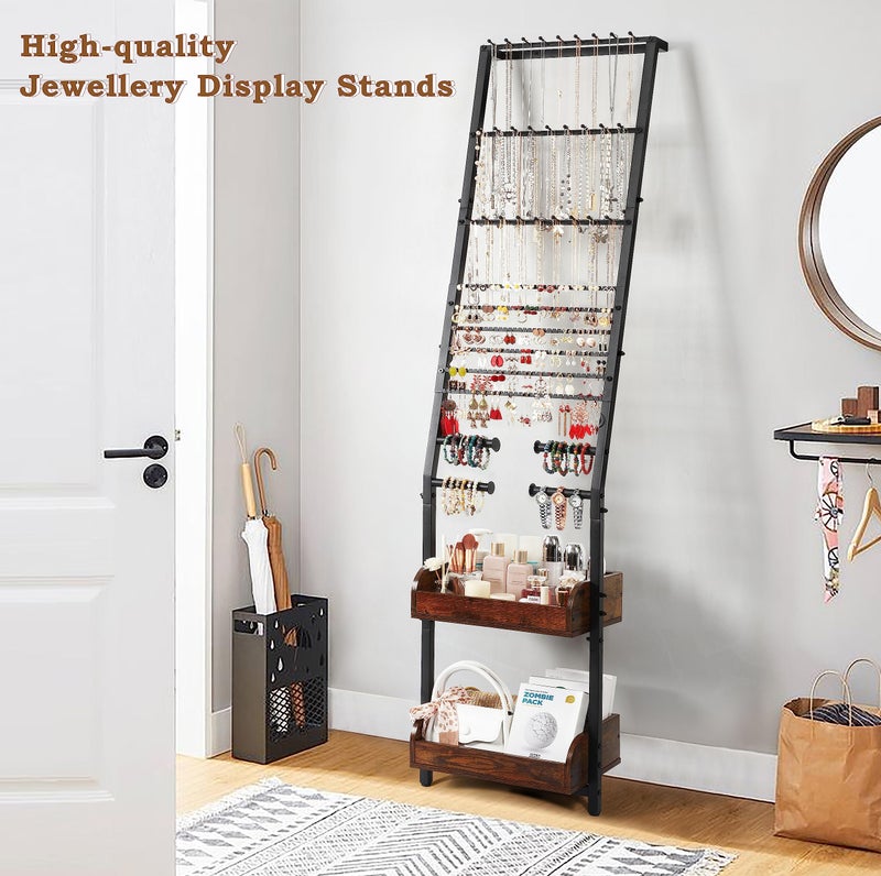 Keebofly Jewelry Holder Organizer, Large Jewelry Organizer with Necklace Holder Earring Storage, Floor Hanging Jewelry Stand with Display for Earring Necklace Ring Bracelet Watch - Image 5