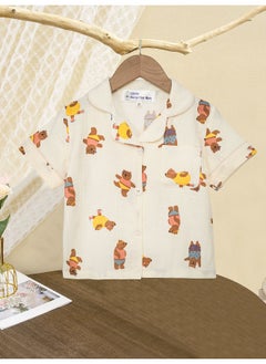 LITTLE SURPRISE BOX Dancing Bear print soft Muslin organic Cotton Kids Nightsuit  - Image 3