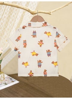 LITTLE SURPRISE BOX Dancing Bear print soft Muslin organic Cotton Kids Nightsuit  - Image 4