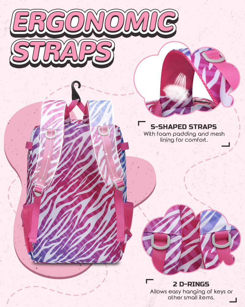 FOKDUVB Baseball Softball Gear Bag Backpack for Boys Girls Ages 8-12 12-14 Large Kids Youth Bat Bag with Ventilated Shoe Compartment Baseball Softball Players Stuff Supplies (Magenta, Zebra Print) - Image 5