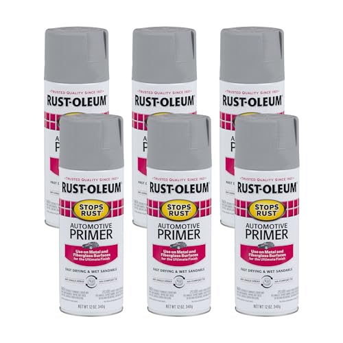 RUST-OLEUM رش طلاء الأساس من رست أوليم 20818306PK يمنع الصدأ 12 أونصة رمادي فاتح 6 عبوات