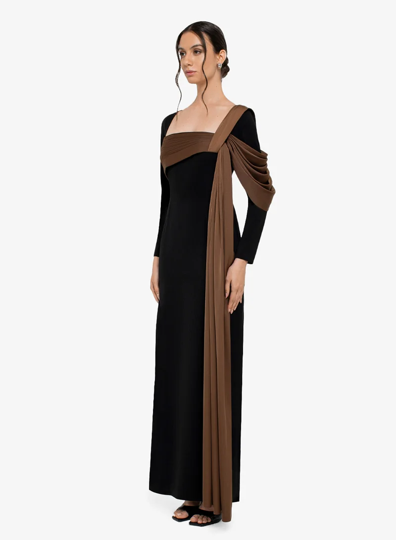 CHASE Square Neck Draped Dress