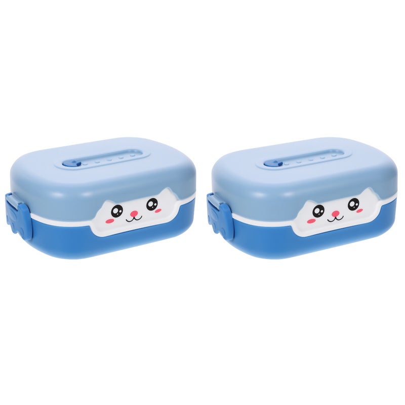 2pcs Reusable Bento Box Portable Food Container Multi-function Meal Box Microwavable Lunch Compartment Box - Image 1