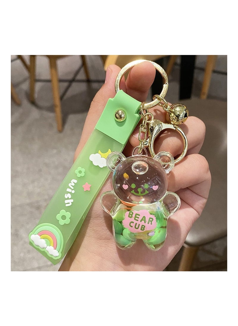 SYOSI - Kawaii Keychain Bear Liquid Floating Quicksand Cute Keychains Bag Charm Wristlet Bracelet Key Ring for Women Girl - Image 1