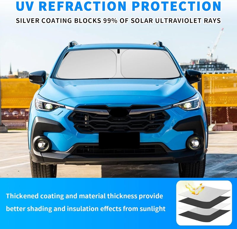 uunonaha غطاء واقي للزجاج الأمامي متوافق مع سيارات Subaru Crosstrek، يحجب أشعة الشمس ويحمي العينين، قابل للطي (لطراز Crosstrek 2024-2025) - Image 3