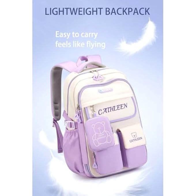 CATHLEEN Kids Backpack Girls And Boys Sideopening Refrigerator Lightweight Elementary Schoolbag Cute Cartoon Bear Large Capacity School Laptop Bookbags For Teens Students - Image 3