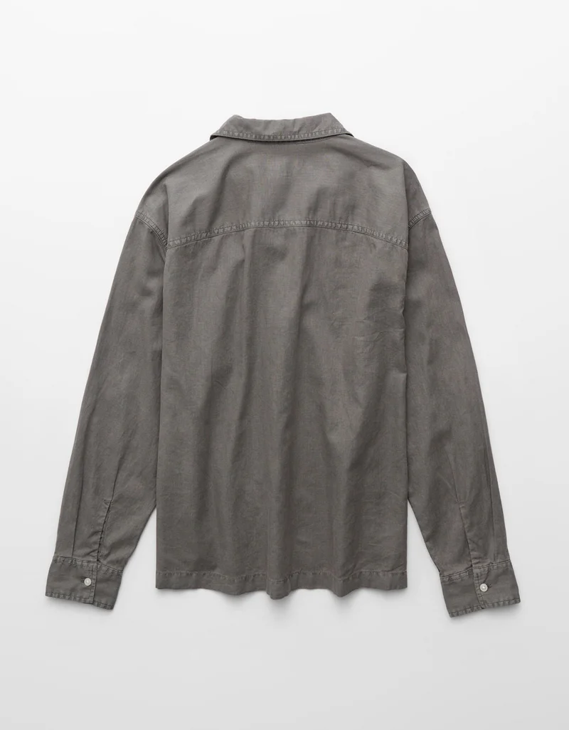 American Eagle  AE Relaxed Fit Linen-Blend Popover Shirt for Men | Best Price UAE