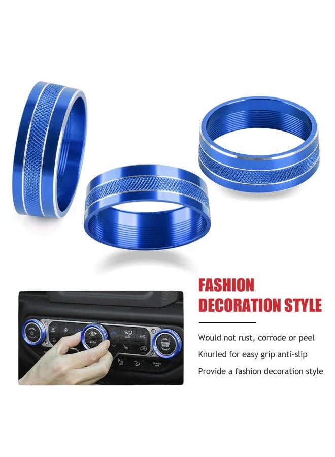 EBAIFUN Blue Auto Air Conditioner AC Climate Control Knob Button Cover Twist Switch Decal Trim Aluminum Ring Accessories Compatible with Jeep Wrangler JK JKU 2011-2018 and Dodge Challenger 2008-2014 - Image 5