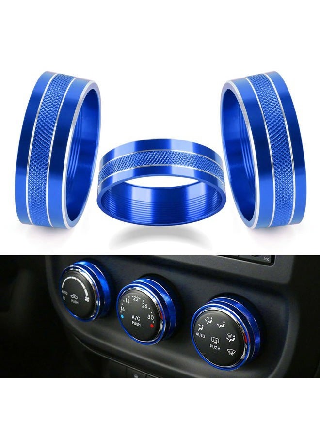 EBAIFUN Blue Auto Air Conditioner AC Climate Control Knob Button Cover Twist Switch Decal Trim Aluminum Ring Accessories Compatible with Jeep Wrangler JK JKU 2011-2018 and Dodge Challenger 2008-2014 - Image 1