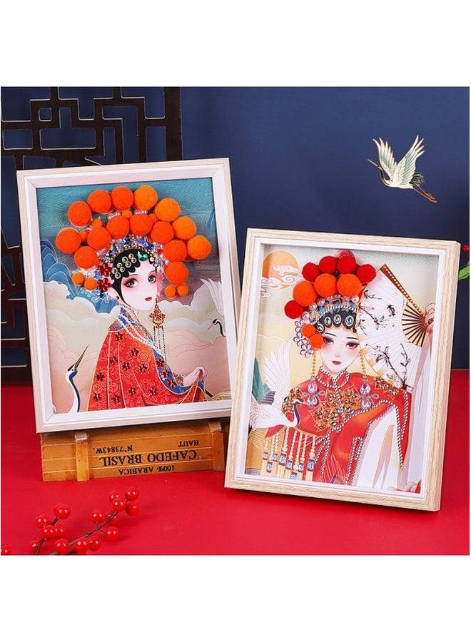 National Tide Style Opera Painting Peking Decorative Photo Frame Year Handmade DIY Material Package Group Building Warm-up Parent-Child-Color:Female Sunglasses  - Image 4