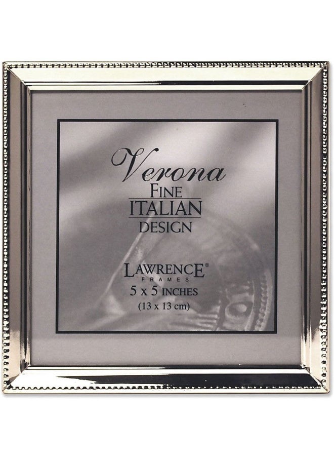 Lawrence Frames Lawrence Frames 11655 Polished Silver Plate 5x5 Picture Frame - Bead Border Design 