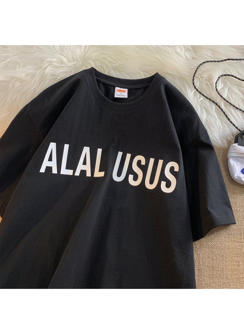 Generic - American Style Vintage Pure Cotton Short Sleeve T-shirts For Men Summer Ins Trendy Brand Loose Fit Half Sleeve Body Tops CMT34 White - Image 1