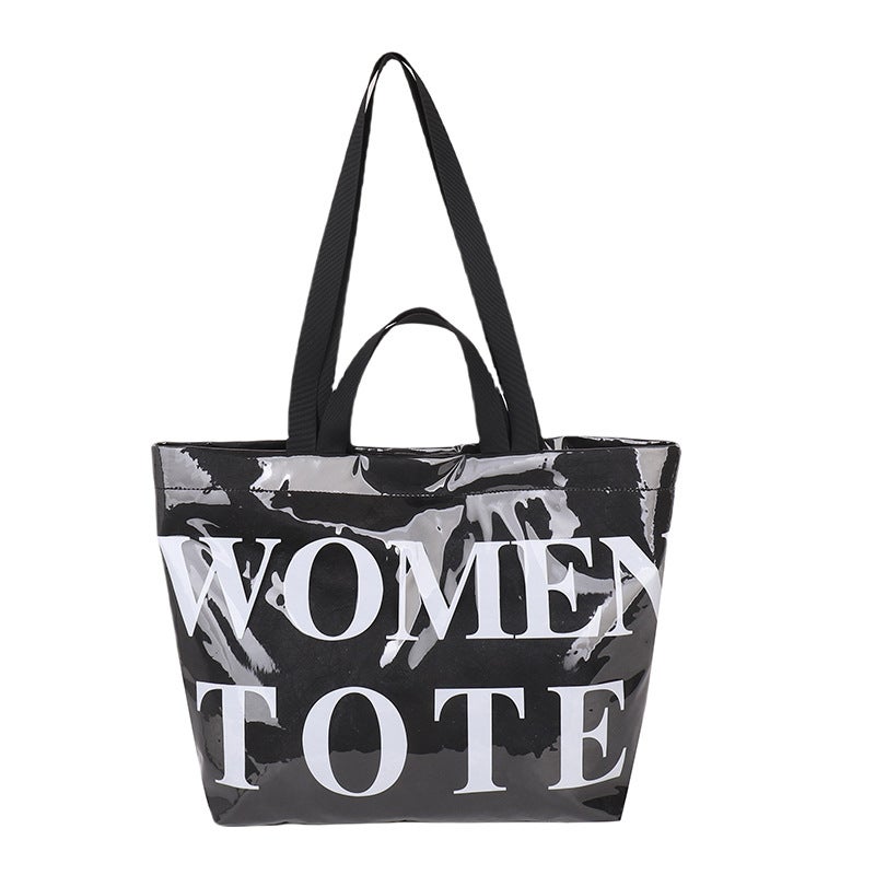 Large-Capacity Tote Bag Work Clothing Shopping Bag Fashion Letter Handbag Kraft Paper Shoulder Bag - Image 1