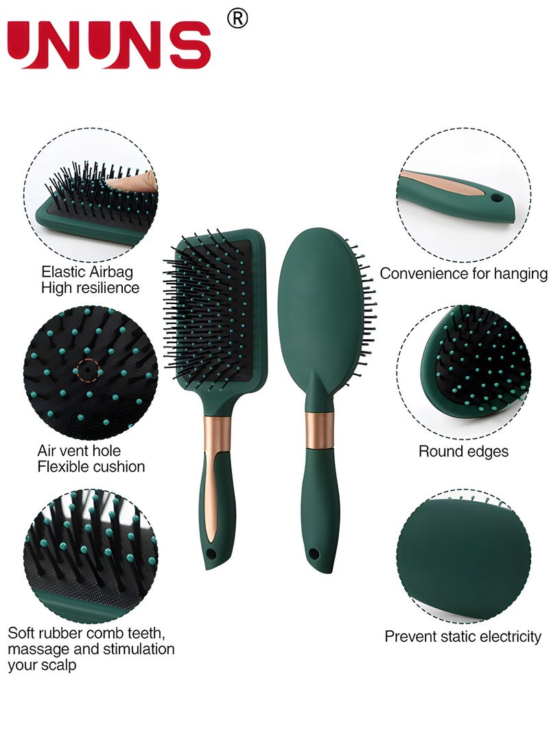 UNUNS 6Pcs Hair Brush Set Comb Set, Hair Brushes for Long Hair No Tangle Hair Brush Paddle Brush Round Hair Brush Dry Brush for Women Men - For All Hair Types, Natural, Fine & Curly - Image 2