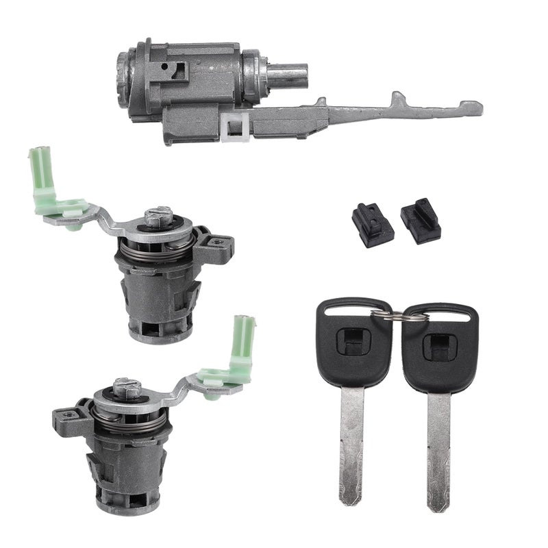 Hihaha No06351TE0A1172145S73003 OuterIgnition Switch Cylinder Lock Front Door Lock Cylinder with Keys for Honda Civic 20032005 for Honda CRV 0506 Metal 1 SetSilver Tone