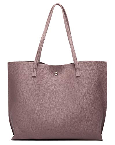 Dreubea Women's Soft Faux Leather Tote Shoulder Bag from, Big Capacity Tassel Handbag Dark Pink - Image 3