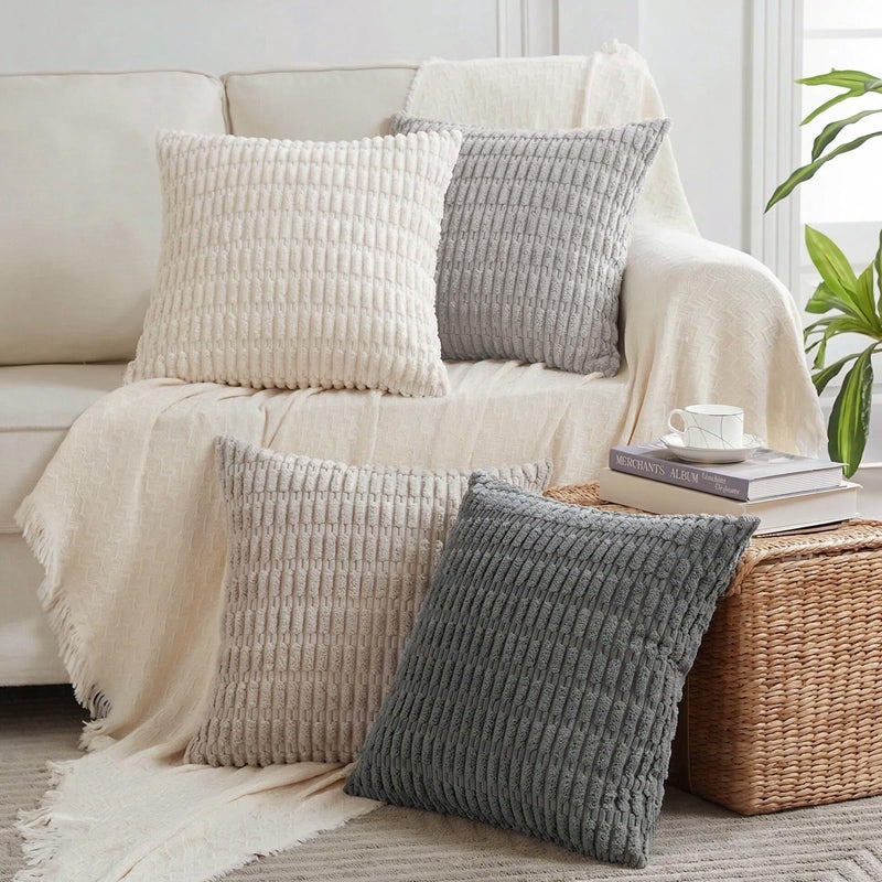Fancy Homi 4 Packs Decorative Throw Pillow Covers for Living Room Couch Bed Modern Farmhouse Boho Home Dcor Accent Cushion Case 20 x 20 Grey Series - Image 2