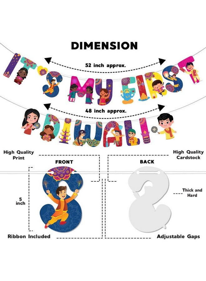 Festiko® My First Diwali Banner Decorations, Happy Diwali Decoration Items - Image 3