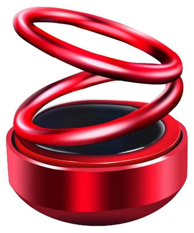Solar Rotating Car Dashboard Decoration Car Aromatherapy Decoration Red Creative Double Ring Suspension Interior Decoration Vehicle Decor with Random Aroma - Image 1