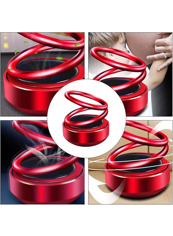 Solar Rotating Car Dashboard Decoration Car Aromatherapy Decoration Red Creative Double Ring Suspension Interior Decoration Vehicle Decor with Random Aroma - Image 5