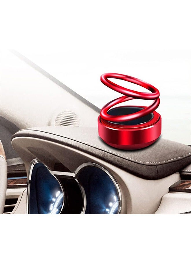 Solar Rotating Car Dashboard Decoration Car Aromatherapy Decoration Red Creative Double Ring Suspension Interior Decoration Vehicle Decor with Random Aroma - Image 3