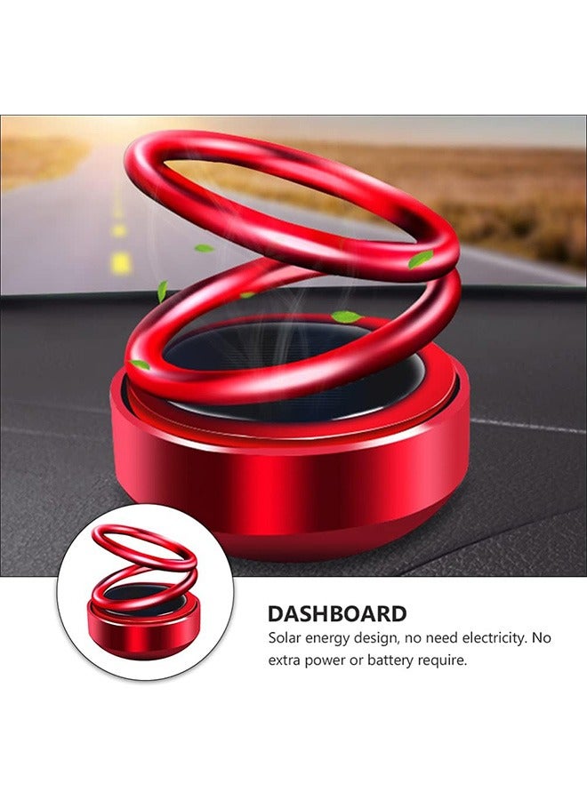 Solar Rotating Car Dashboard Decoration Car Aromatherapy Decoration Red Creative Double Ring Suspension Interior Decoration Vehicle Decor with Random Aroma - Image 2