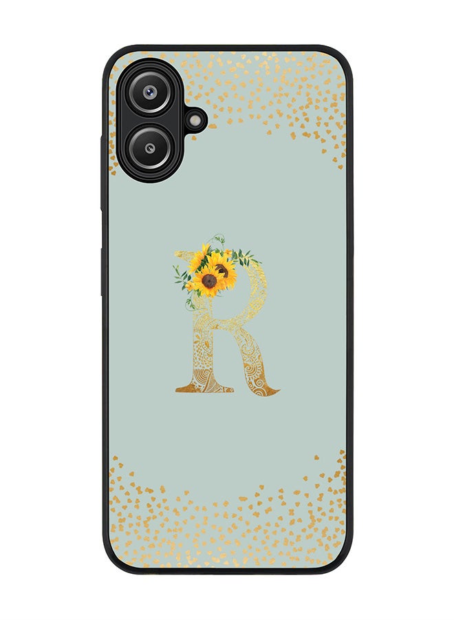 Stylizedd For Samsung Galaxy A06 Case,Slim fit Camera Protection, Shockproof Thin Phone cover - Custom Floral Monogram - R (Light Grey ) - Image 1