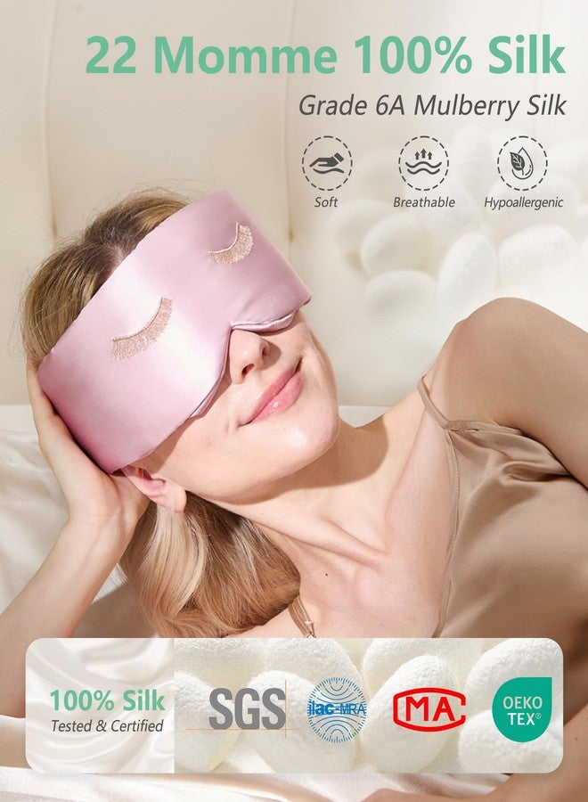 BeeVines 100% Pure Silk 3D Contoured Eye Mask, 22 Momme Mulberry Sleep Mask for Men & Women, Large Size Blindfold for Lash Extensions, Face-Hugging Eye Masks for Sleeping, Travel & Yoga - Image 2