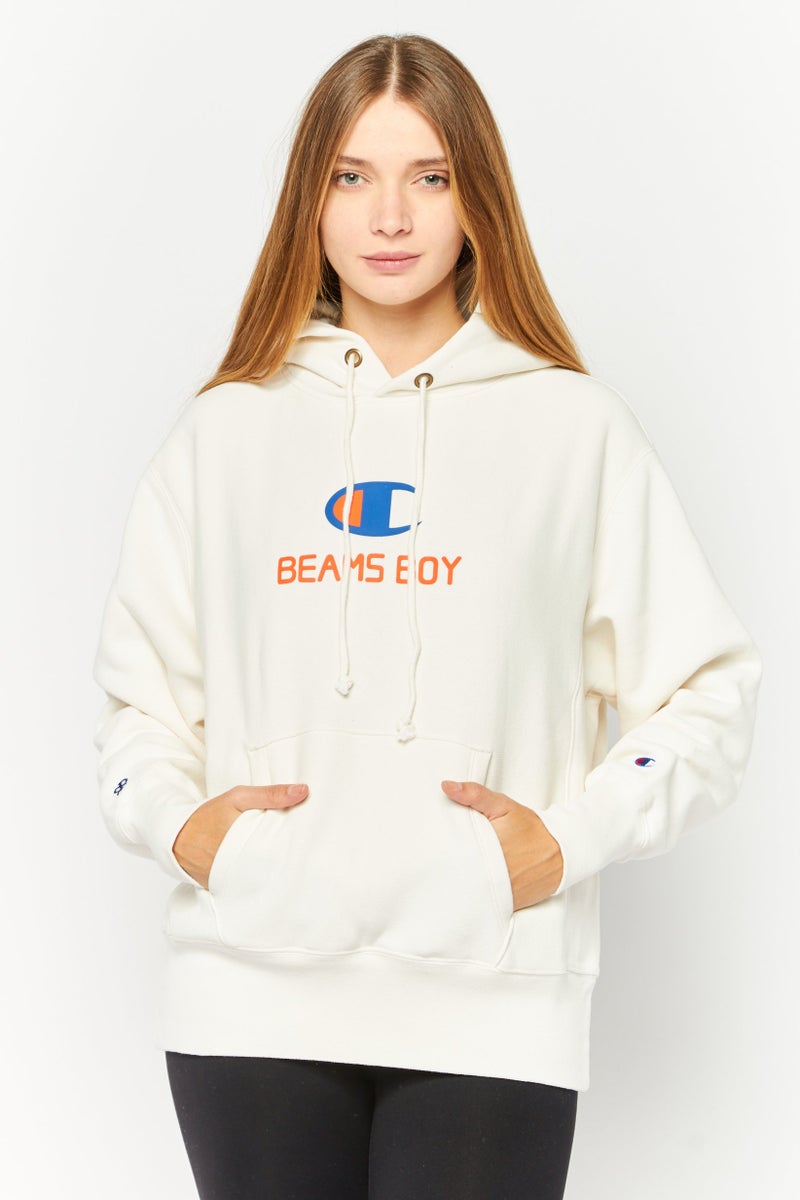 Champion Women Sportswear Fit Long Sleeves Outdoor Hoodies, Off White Combo  - Image 1