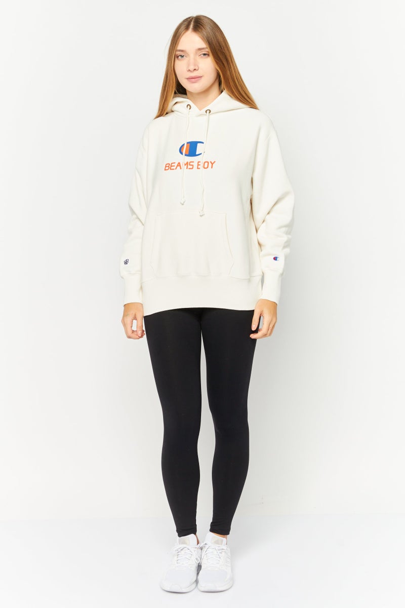 Champion Women Sportswear Fit Long Sleeves Outdoor Hoodies, Off White Combo  - Image 2