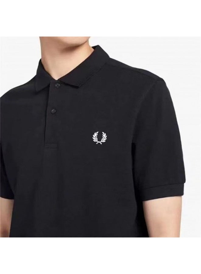 FRED PERRY Polo Shirt Black with White Label - Image 1