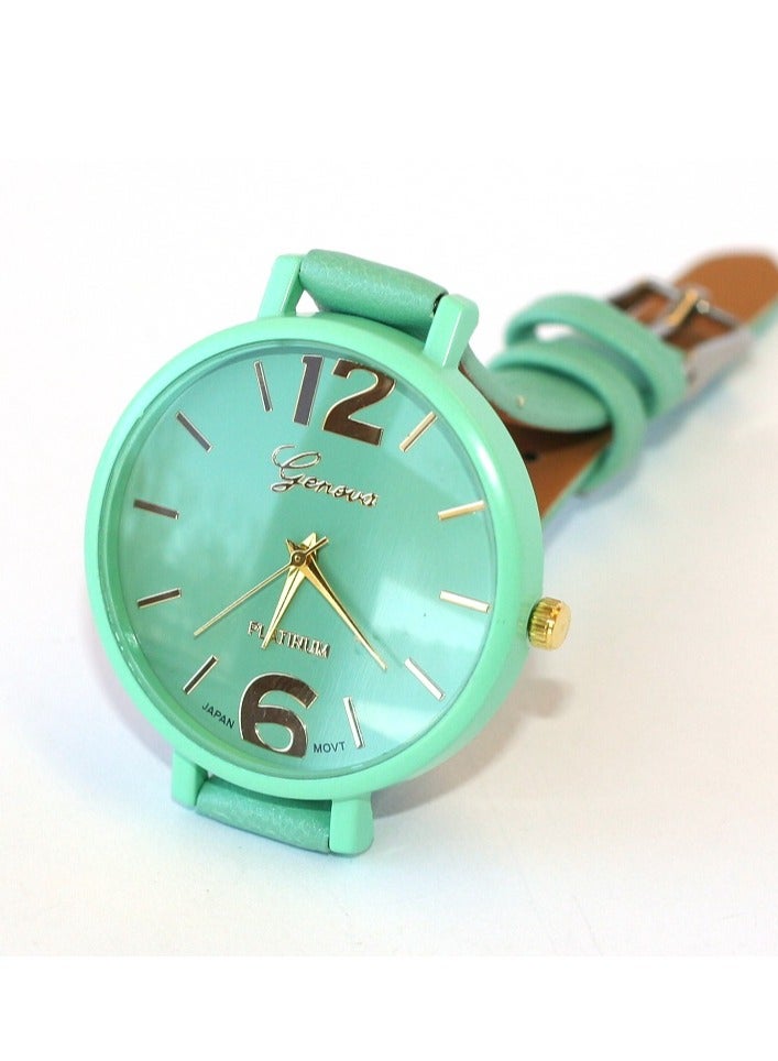 جنيفا ساعة يد نسائية كوارتز فاخرة من الجلد الصناعي مقاومة للماء - Image 2