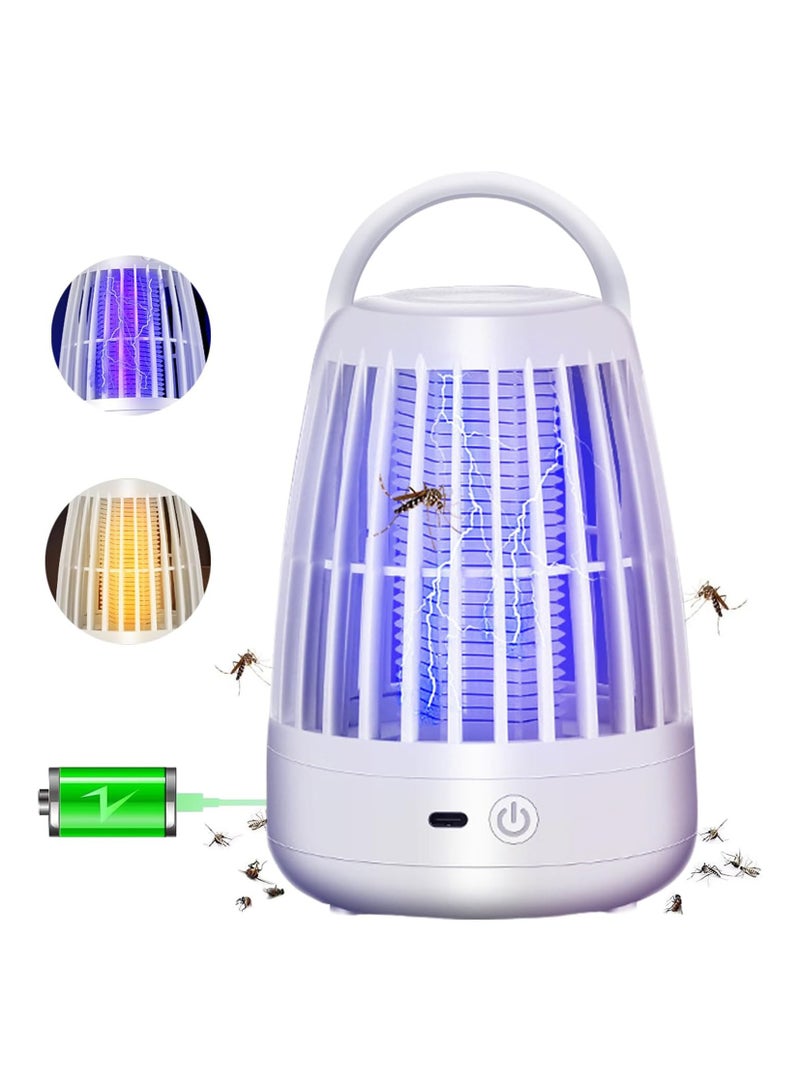 Excefore Electric Mosquito Killer Lamp, Rechargeable Bug Zapper Fly Killer Trap, 360° UV Fly Zapper Portable Insect Catcher for Indoors Outdoor Office Camping (White) - Image 1