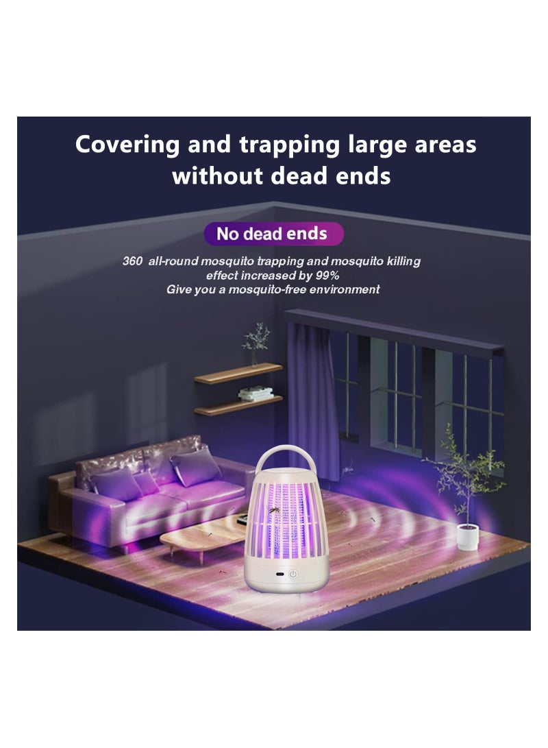 Excefore Electric Mosquito Killer Lamp, Rechargeable Bug Zapper Fly Killer Trap, 360° UV Fly Zapper Portable Insect Catcher for Indoors Outdoor Office Camping (White) - Image 5