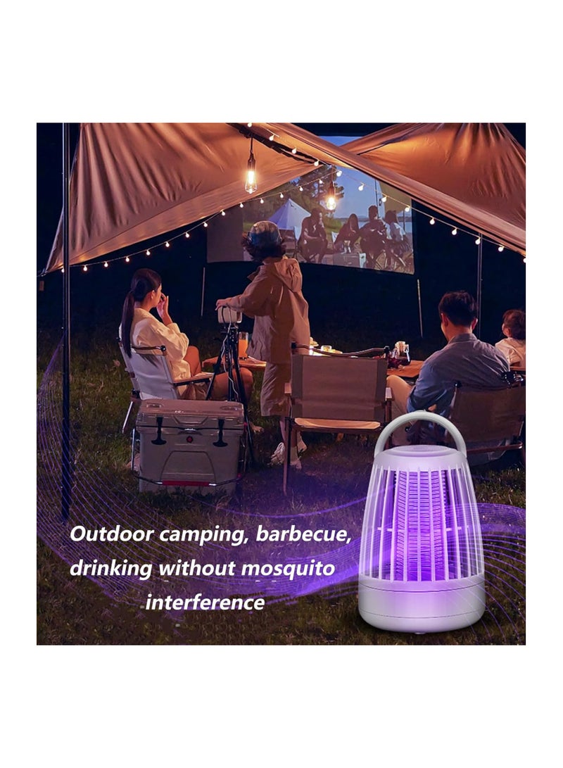 Excefore Electric Mosquito Killer Lamp, Rechargeable Bug Zapper Fly Killer Trap, 360° UV Fly Zapper Portable Insect Catcher for Indoors Outdoor Office Camping (White) - Image 2