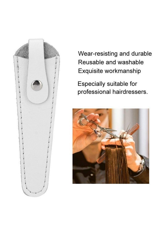Rotekt1740 Salon Hair Scissor Bag, Scissors Safety Sheath Bag, Professional PU Leather Scissors Bag Portable Scissors Storage Holder, Holster Organizer Hairdressers Tools(White) - Image 3