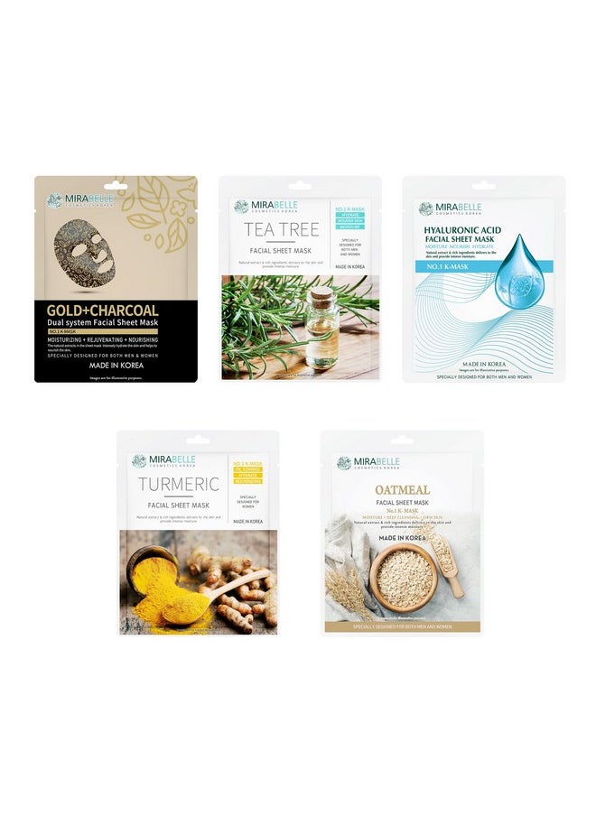 MIRABELLE Cosmetics Korea Spotless Glow Facial Sheet Mask | Anti-Aging & Controls Tan| Dark Spot Removal | All Skin Types | Women & Men | Made In Korea | Combo Pack Of 5 (Each 25Ml)  - Image 1