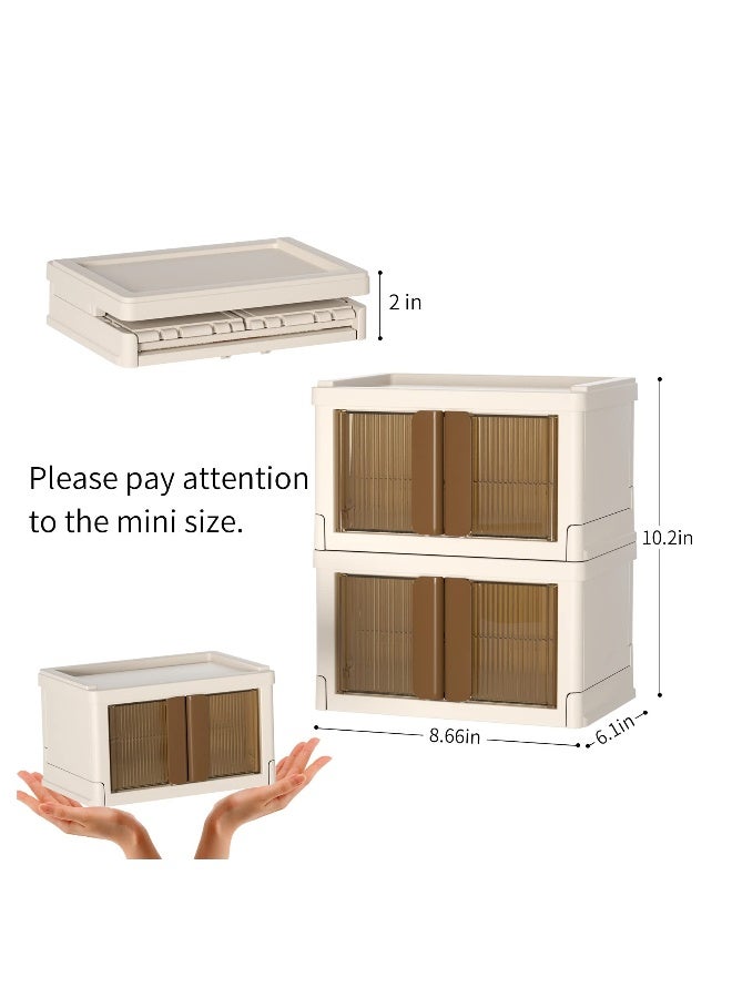 Set of 2 Foldable Plastic Office Storage Bins with Lids, Perfect for Organizing Supplies, Snacks, and More, Keep Your Workspace Tidy - Image 2