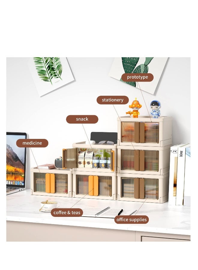 Set of 2 Foldable Plastic Office Storage Bins with Lids, Perfect for Organizing Supplies, Snacks, and More, Keep Your Workspace Tidy - Image 5