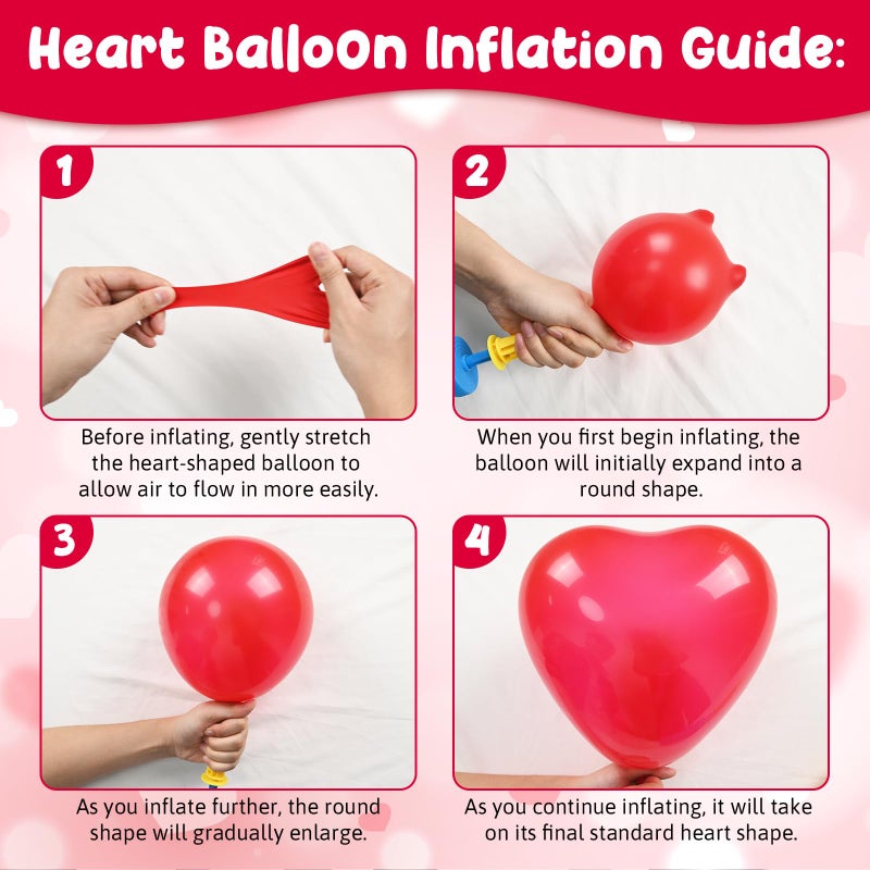 Paeyeq Red and White Heart Balloons, Valentines Day Balloons Heart Shaped Confetti Latex Balloon for Happy Galentines Valentine's Day Love Wedding Engagement Anniversary Proposal Birthday Party Decorations - Image 5