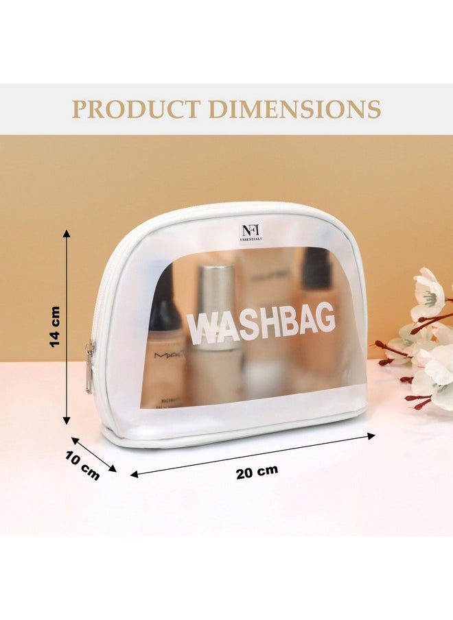 NFI essentials NFI essentials Semicircle Makeup Pouch for Women, Transparent Washbag Pouch Travel Makeup Bag Portable Carry Toiletry Storage Bag Cosmetic Organizer Bag Pouch for Girls  - Image 5