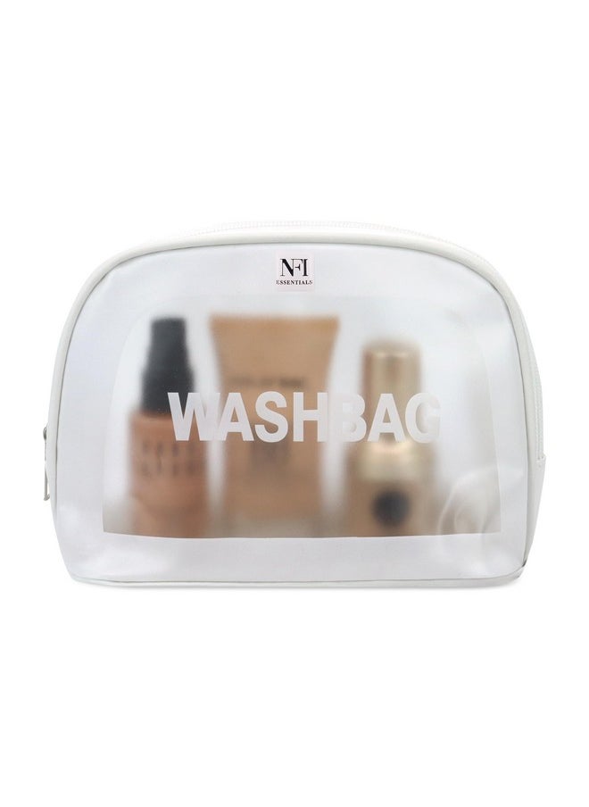 NFI essentials NFI essentials Semicircle Makeup Pouch for Women, Transparent Washbag Pouch Travel Makeup Bag Portable Carry Toiletry Storage Bag Cosmetic Organizer Bag Pouch for Girls  - Image 1