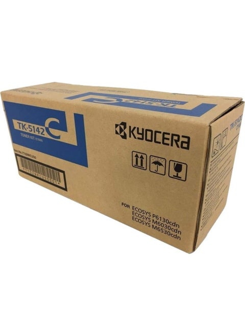 KYOCERA 1T02NRCUS0 Model TK5142C Cyan Toner Cartridge for use ECOSYS P6130cdn M6030cdn and M6530cdn Laser Printers Up to 5000 Pages Yield at 5 Average Coverage