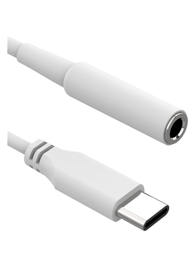 Generic - Geekria QuickFit Type-C to Audio Adapter with Digital Audio Decoder, USB-C to 3.5mm Headphone Jack Adapter, CDLA Headphones Conversion Cord, Compatible Analog and Digital Signal (White 0.4FT) - Image 1