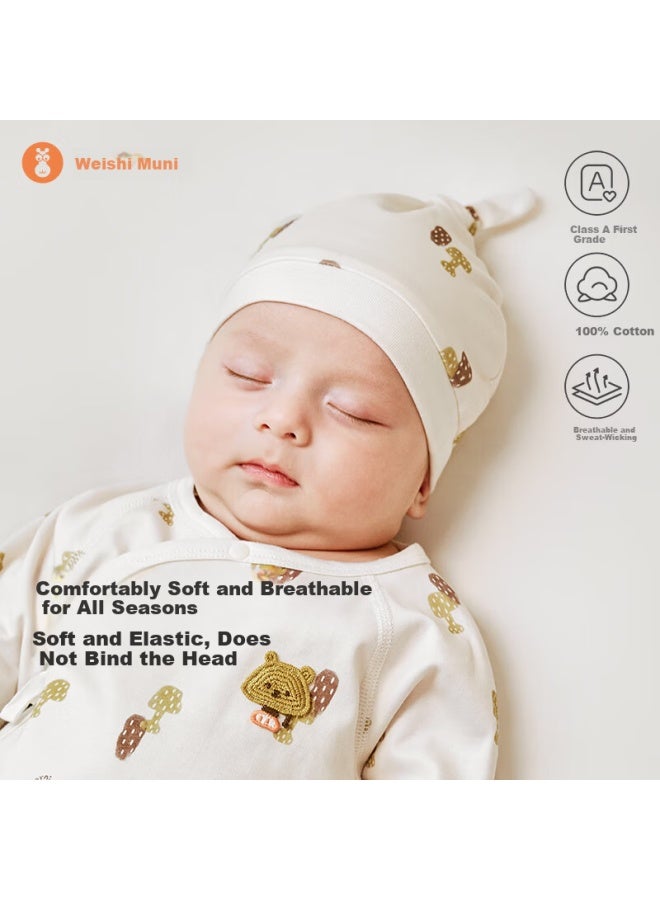 Wismorni Newborn Baby Cap Spring Autumn Pure Cotton Infant Windproof Warm Protective Hat - Image 1