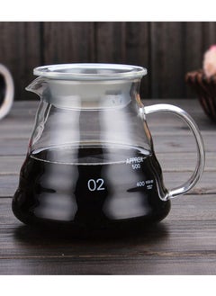 1Chase Borosilicate Heat Resistant Glass Coffee Server Pot For Pour Over Coffee Maker, Hand Drip Coffee Jug Decanter, Clear, 600ML  - Image 1