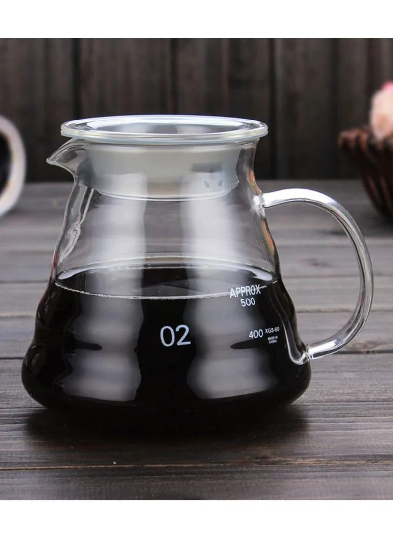 1Chase Borosilicate Heat Resistant Glass Coffee Server Pot For Pour Over Coffee Maker, Hand Drip Coffee Jug Decanter, Clear, 600ML