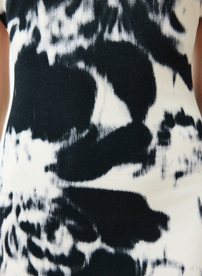 trendyol Multi-Colored Floral Stand Collar Padded Bodycone/Body-Fitting Knitted Maxi Pencil Dress TWOSS24EL00841 - Image 5