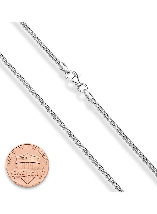 Miabella Italian 925 Sterling Silver Solid 2mm Round Box Chain Necklace for Women Men, Made in Italy (sterling silver, Length 22 Inches) - Image 2