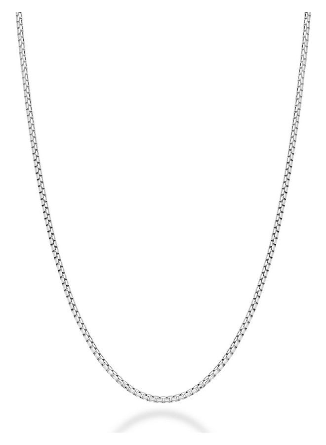 Miabella Italian 925 Sterling Silver Solid 2mm Round Box Chain Necklace for Women Men, Made in Italy (sterling silver, Length 22 Inches) - Image 1